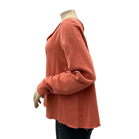 Lauren Conrad Custom Cut Peace Love Sunshine Boxy Crop Sweater Rust Orange L - Picture 4 of 10